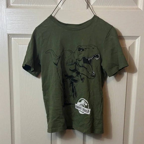 H&M Green Dinosaur Graphic Tee Jurassic park 6X/7 - Picture 1 of 4